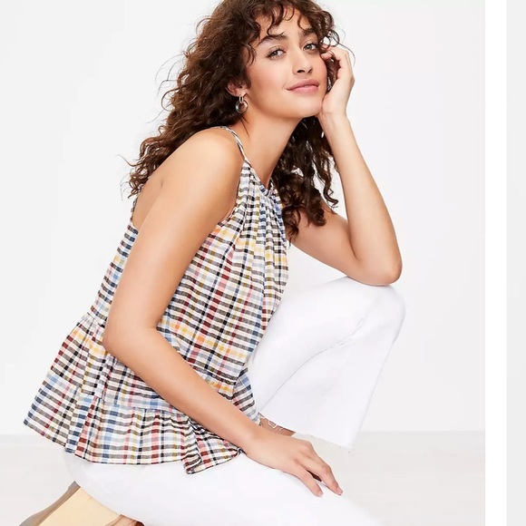 Loft plaid tiered cami xs - Picture 2 of 7